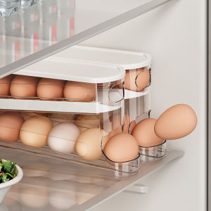 Bilayer Fridge Egg Storage Box Automatic Rolling Eggs Holder Rack Ladder Style Refrigerator Eggs Dispenser Egg Organizer Holder