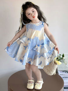 Princess Style Summer Dress for Girls Vest Strap Dress Fashionable Little Girls Clothing Polyester Fiber 2025 New Arrival
