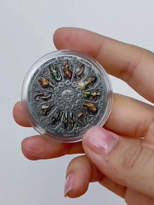 12 Zodiac Signs Astrology Commemorative Coin Tarot Coin Sun Moon Face Relief Medal Lucky Charm Amulet Horoscope Divination Decor Gift Free Acrylic Protective Shell