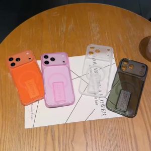 Ốp Điện Thoại TPU Mềm Trong Suốt Cho iPhone Với Giá Đỡ Gấp Mặt Lưng Mờ Bảo Vệ Ống Kính Chống Trầy Xước Chống Sốc