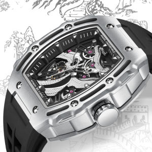Mark Fairwhale Mens Watch New Model Automatic Barrel Shaped Mechanical Night Light Waterproof Rubber Band Casual Style