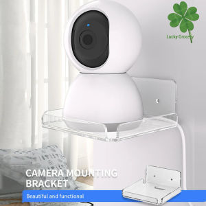 Wall Mount Stand Clear Plastic Floating Shelf No Drill Tray for Router Camera Speaker Small Items in Bedroom