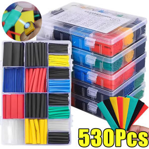 530 ชิ้น ชุดท่อหดความร้อนฉนวน / ชุดปลอกสายไฟฟ้าโพลีโอเลฟิน / เคสป้องกันท่อหดความร้อนฉนวนยาวนาน