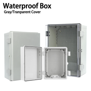 IP66 Waterproof Power Electrical Junction Box Outdoor Plastic Distribution Box with Gray/Transparent PC Enclosure