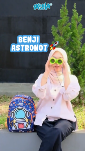 Skoola Tas Anak Trolly Sekolah PAUD TK Laki Laki Karakter Astronot 3D - Trolly Benji