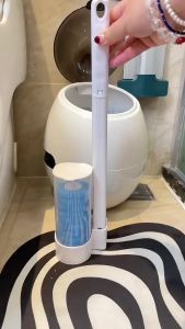 Bàn Chải Bồn Cầu Dùng Một Lần Dán Tường Đa Năng Chổi Cọ Toilet Kèm 6 Đầu Bông Thay Thế Loại Bỏ Bụi Bẩn Làm Sạch Sâu