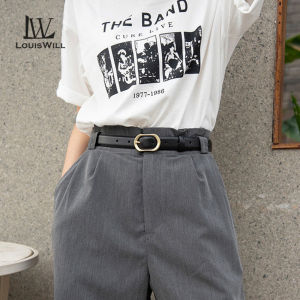 LouisWill ชุดเดรสสายรัดเอวสายรัดยาวสำหรับเข็มขัดผู้หญิงเข็มขัด PU ย้อนยุคดีไซน์หัวเข็มขัดทองหรูหราเข็มขัดหนังปรับได้สำหรับเด็กผู้หญิงเสื้อโค้ทหัวเข็มขัดอัลลอยหัวเข็มขัดสีทองประดับตัวอักษรเข็มขัดวันพักผ่อน