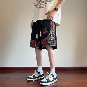 Quần Short Thêu Phong Cách Dân Tộc Mùa Hè Cho Nam Cỡ Lớn Quần Dài Thường Ngày Quần Dài Năm Bảy Quần Dài Thoải Mái