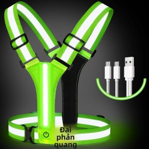 Áo Chạy Bộ LED Có Thể Sạc Lại Bằng USB Dành Cho Nữ Dây Thun Phản Quang Có Khả Năng Hiển Thị Cao Dây Phản Quang Phát Sáng Quần Áo Chạy Bộ Ban Đêm