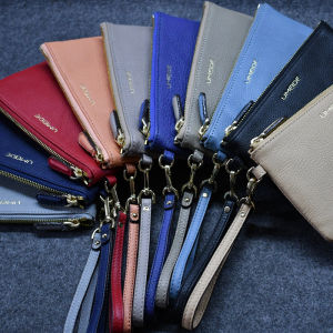 New Pure Color ซิป กระเป๋าใส่เหรียญ ผู้หญิง เสื้อท่อนบน หนังวัวชั้น หนัง กระเป๋าถือ กระเป๋าโทรศัพท์มือถือ กระเป๋าคลัทช์แนวนอน ทันสมัย ชุดซองจดหมาย