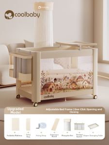 COOLBABY | Foldable One-Touch Seamless Portable Multi-Function Baby Crib