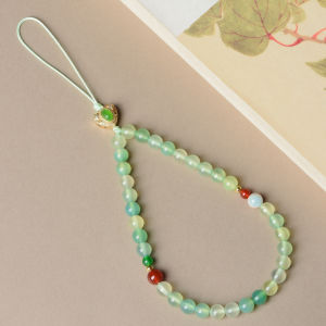 Delicate Green Agate Phone Strap Wristband Style Anti-Loss Chinese New Style Mobile Phone Lanyard Fresh Apple Design 2025 New Model