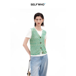 Vintage V-Neck Green Openwork Loose MaJia