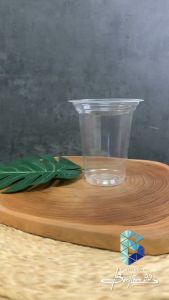 Gelas Plastik 12 Oz + Tutup DATAR ISI 50 PCS . Gelas Plastik Cup 12oz 355 ML . Cup Plastik 12 Oz