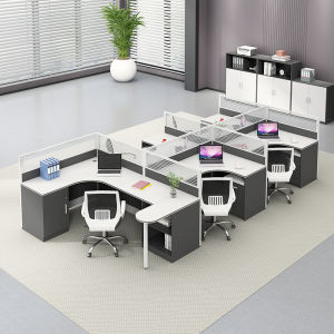 Office Furniture Partition Desk Chair Combination Workstation Executive Screen Office Cubicle 2 Person Simple Style Desk