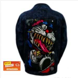 Jaket Jeans Denim Gambar Belakang Sablon Snow Biru Nevy M-3Xl   | - Denim   | - Gambar Belakang Sablon   | - Snow Biru   | - Ukuran M-3Xl   | - Pakaian Pria Atasan Jaket Denim