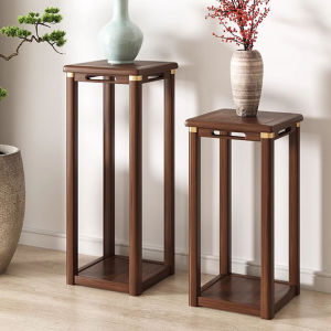 Chinese Style Living Room Flower Stand Multi-layer Display Shelf Solid Wood Floor Type