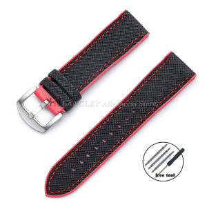 New Nylon Sailcloth Rubber Hybrid Watch Strap 18mm 19mm 20mm 21mm 22mm 24mm for Men Women Silicone Waterproof Watchband Bracelet