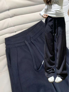 Deep Grey High Waist Wide Leg Sports Pants Womens Autumn 2025 New Small Size Slim Fit Straight Cut Sweatpants Casual Pants