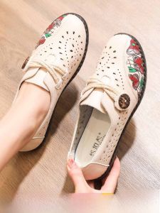 SHIPAILUO | New Comfortable Soft Bottom Flat Bottomed Sandals For Mothers Summer Breathable Open Toe Slippers Anti-Slip Elderly Shoes