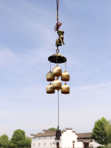 Retro Metal Pure Copper Wind Chimes Home Decor Balcony Hanging Ornament Lucky Attraction Creative Home Decor Door Hanging Ornament