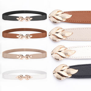 Thắt Lưng Nữ Thiết Kế Lá Cây Thun Co Giãn Có Khuy Cài Phụ Kiện Thon Gọn Dáng Người Thích Hợp Cho Đầm Và Trang Phục
