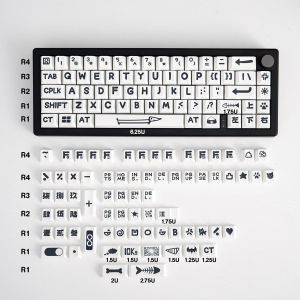 White Party Animals Keycaps Cherry Profile Dye-Sublimation PBT Keycaps Big Font For MX Mechanical Keyboard Made68