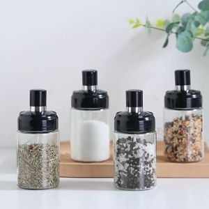 250ML Condiment Jar Kitchen Spice Integrated Sealed Glass Seasoning Canisters Bottle Container Dispensers Botol Rempah