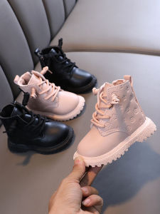 รองเท้าเด็กวัยหัดเดินรองเท้าเด็กผู้หญิงรองเท้าบูทสั้นสำหรับทารก1-3-5ขวบ4ขวบแบบฤดูใบไม้ร่วงและฤดูหนาวรองเท้าบูทหนังเด็กผู้หญิงรองเท้าผ้าฝ้ายบุขนสำหรับเด็กเล็ก