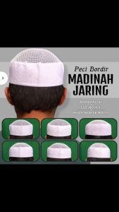 Peci ikaf madinah jaring putih dan hitam pendek 5cm 6cm dan 7cm