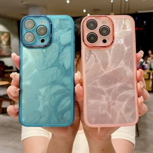 Realme C75x 4G Laser Feather Glitter Phone Case For Realme C75X RealmeC75x 4G With Full Camera Lens Protective Film Clear Transparent Feather Casing For realme c75x 4G Back Cover