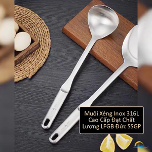 Xẻng Nấu Ăn Inox 316L Đúc Nguyên Khối SSGP Sạn Xào Cán Rỗng Cách Nhiệt Chống Nóng Đạt Chất Lượng LFGB Đức