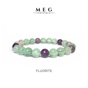 MEG Fluorite Bracelet Natural Crystal Beads 8mm for Men and Women Gift