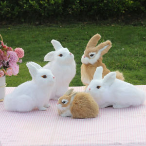 Handheld Plush Rabbit Model Toy Realistic Childrens Stuffed Animal Doll Ancient Costume Photography Prop Decorations for Kids