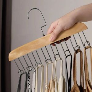 8 Hooks Wooden Clothes Hanger Belts Camisole Tie Hats Organizer Rack Space Saving Wardrobe Clothing Storage Holder