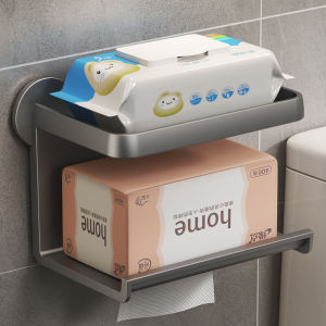 Bathroom Tissue Box Wall Mounted Toilet Paper Holder Plastic Storage Rack Face Towel Tissue Box No Drilling Required
