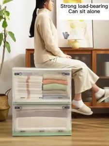 High quality 50L transparent storage box organizer foldable large capacity easy to install plastic box Waterproof Plastic Storage Box For Clothes Storage Boxes 4-Wheels