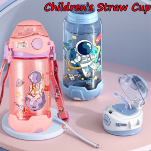 550ML Kids Water Bottle Children Cartoon Plastic Straw Cup Bounce Cover Drinking Bottle
