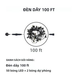 Dây Đèn LED Ngoài Trời 30m Bóng Đèn Nhựa G40 220V Ánh Sáng Trắng Ấm Trang Trí Sân Vườn Lều Đám Cưới Tiệc Tùng