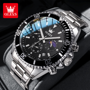 OLEVS jam tangan cowok dewasa anti air ori 2024 jam tangan rolex automatic pria keren import besi tahan karat cermin safir