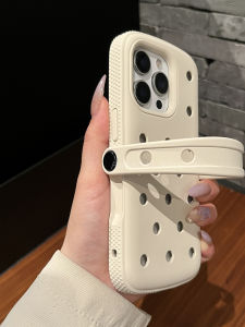 Creative Fashion Apple 16Pro Phone Case Silicone Vintage White Large Hole Anti-Fall Female Model New Product Personality Protection Shell