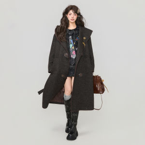 KEIKO | High End Herringbone Thickening Hooded Cloak-style Coat