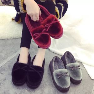 Autumn Winter Cotton Slippers Female Flats Gommino Cotton Boots Home Ankle Wrap Cotton Shoes Non Slip Indoor and Outdoor Confinement Fur Slipper