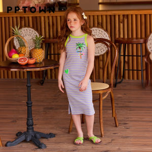 PPTOWN | Summer 2026 New Girls Dress Thin Striped Sleeveless
