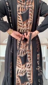 Gamis Malaman Rayon Super Premium Sukaini Batik Twill Terbaru Rempel Bawah Lengan Kerut Busui Friendly Tali Samping