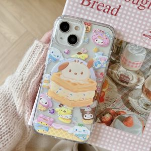 MagSafe Compatible Dessert Design Phone Case for Apple 15Promax 14Pro 13 12PM Transparent Full Cover Shockproof Girl Heart Wireless Charging Hard Shell