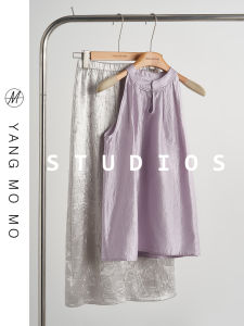 New Chinese Style Acetate Collar Shirt Top Half Skirt Set Summer Design Womens Fashionable Traditional Hanfu Ensemble