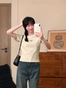 Fun Doodle Cartoon Dog Print Short Sleeve round Neck T-Shirt Womens Summer Slim Fit Short Length Shoulder Balance Design