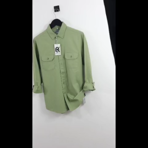 OKSTYLEE Kemeja Basic Kantong 2 Slimfit Lengan Panjang Pria Sage 2468