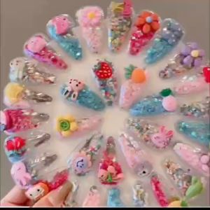 5/pcs Korean Kids Hair Clip Set Bb Clip Plush Flower Bow Hairpin Cartoon Cute Hair Accessories